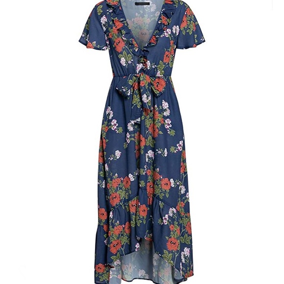 Violet Low V Neck High Low Maxi Dress - Picture 2 of 3